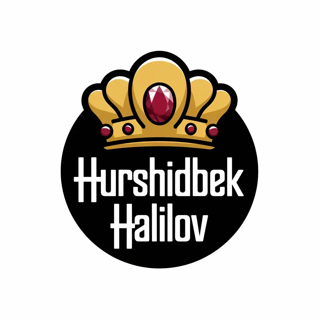 LOGO Design for Hurshidbek Halilov Gold Handwritten Font on Black Background with Clear and Moderate Elements