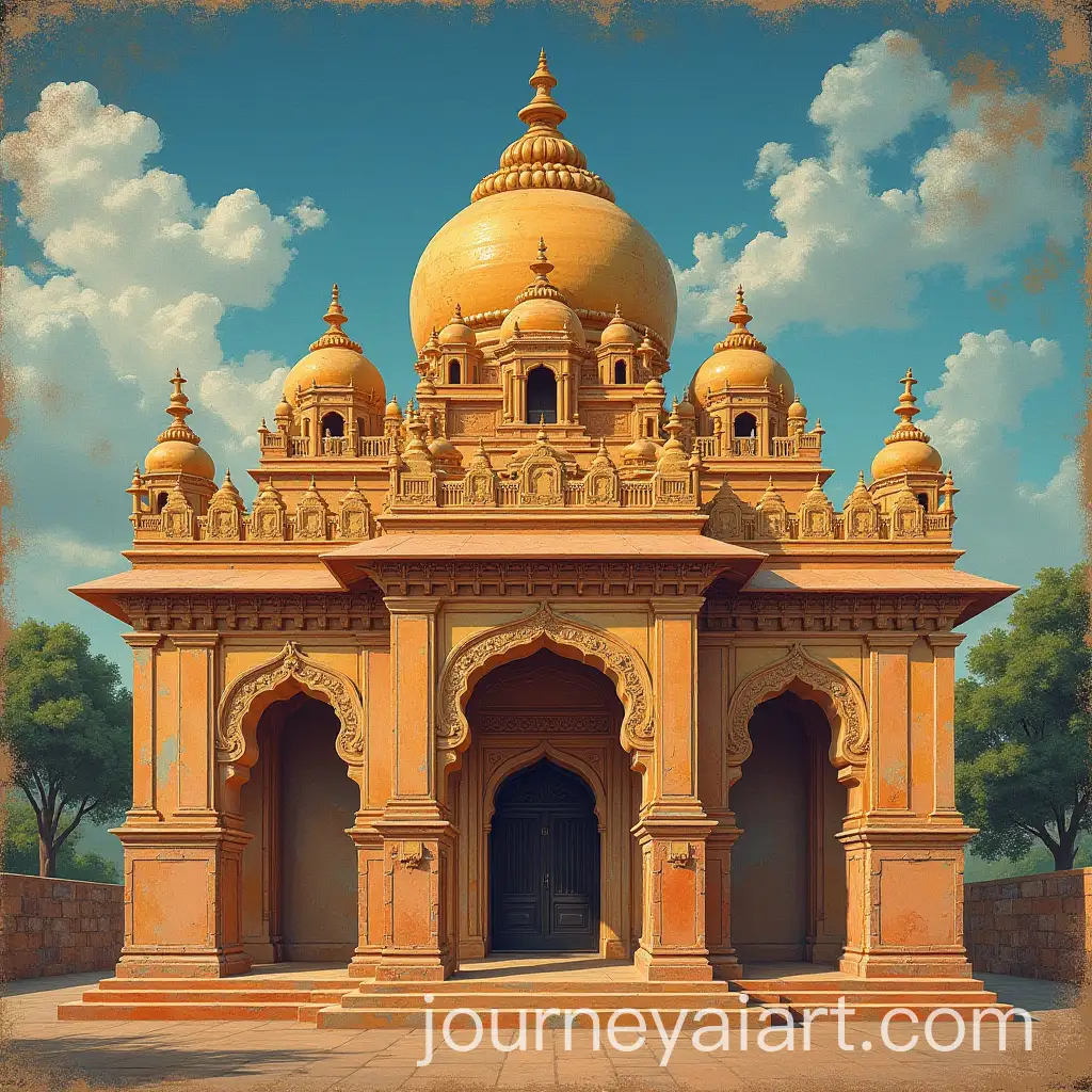 AI-Art-Prompt-ExpansionMural-Depicting-the-History-of-Kamala-Devi-Mandir-on-Wall