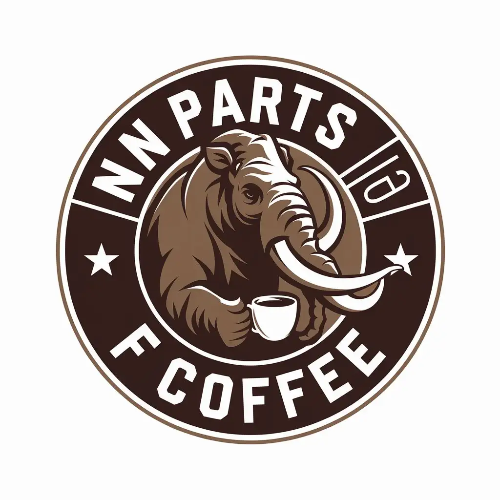 a vector logo design,with the text "N parts of coffee", main symbol:mastodon coffee cup,Moderate,be used in handmade industry,clear background