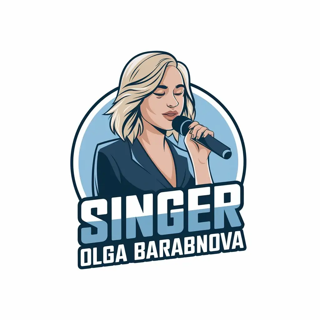 a vector logo design,with the text "Singer Olga Barabnova", main symbol:Blond singer, microphone, Lyubertsy park,Moderate,clear background