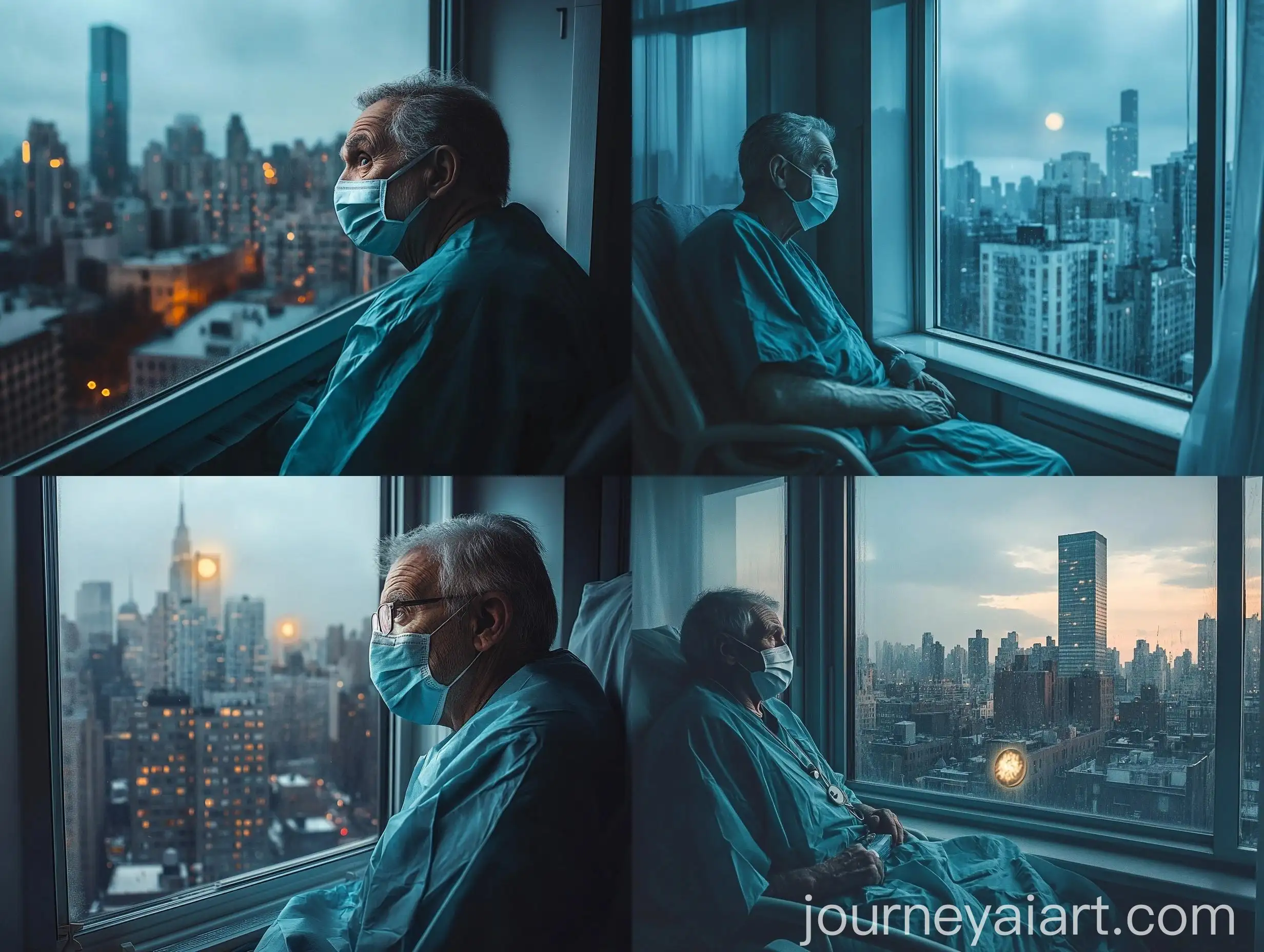 Old-Man-Wearing-Medical-Mask-Staring-Out-Hospital-Window