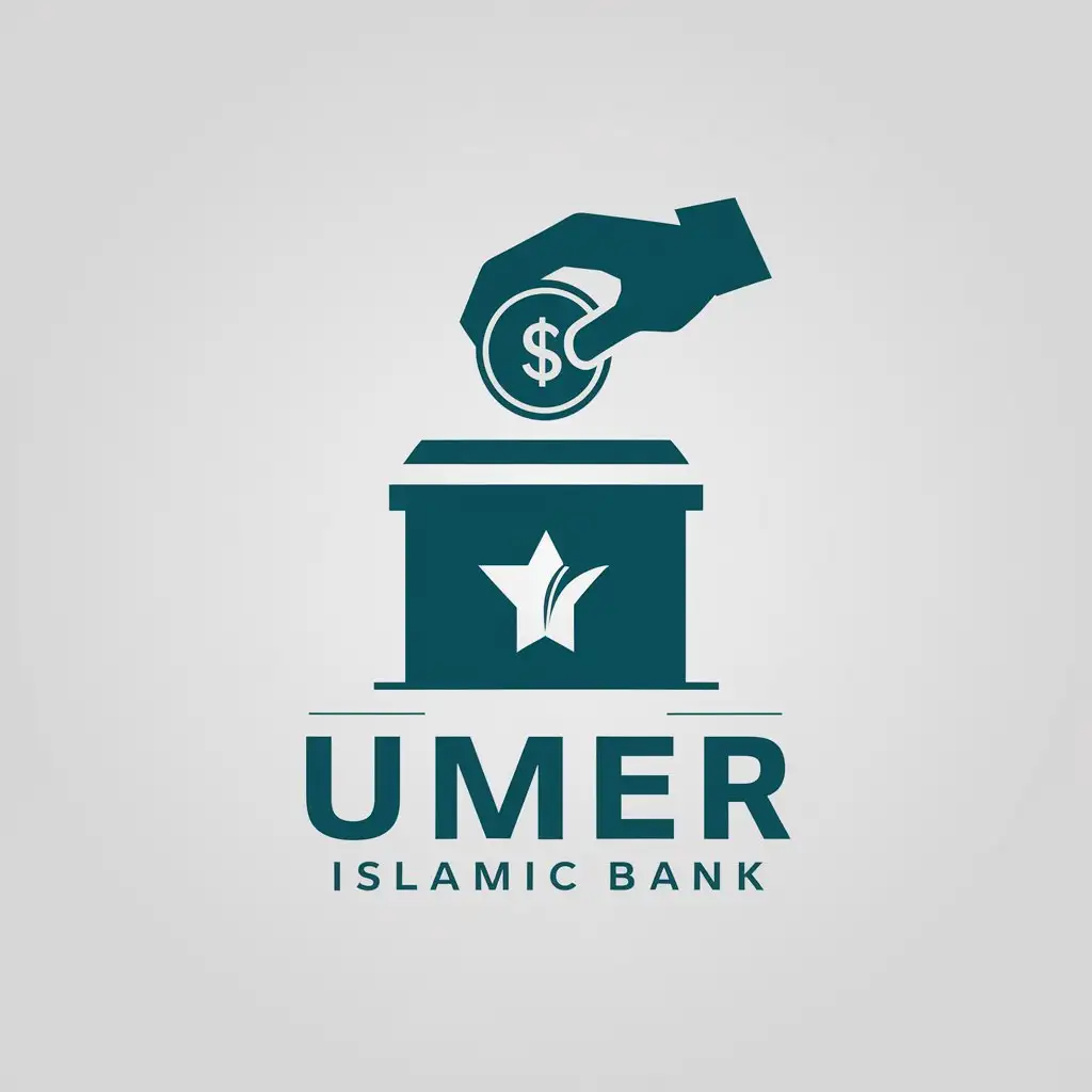 LOGO Design For Umer Islamic Bank Charity Box with Money Vector Design for Finance Industry