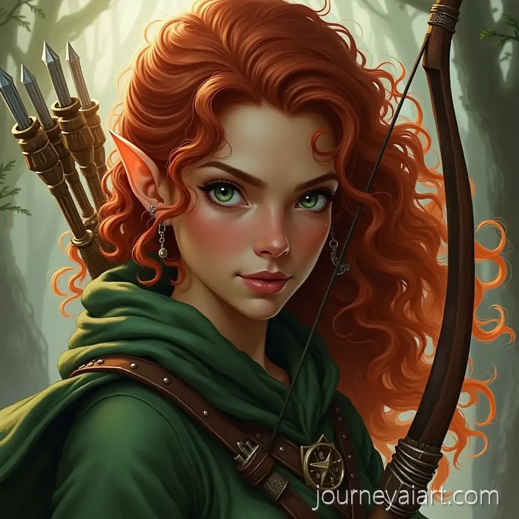 Female-DnD-Elf-Fighter-Archer-with-Curly-Red-Hair-and-Longbow