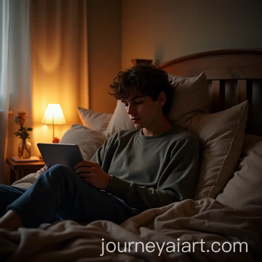 Young-Alternative-Emo-Man-Relaxing-in-Cozy-Bedroom