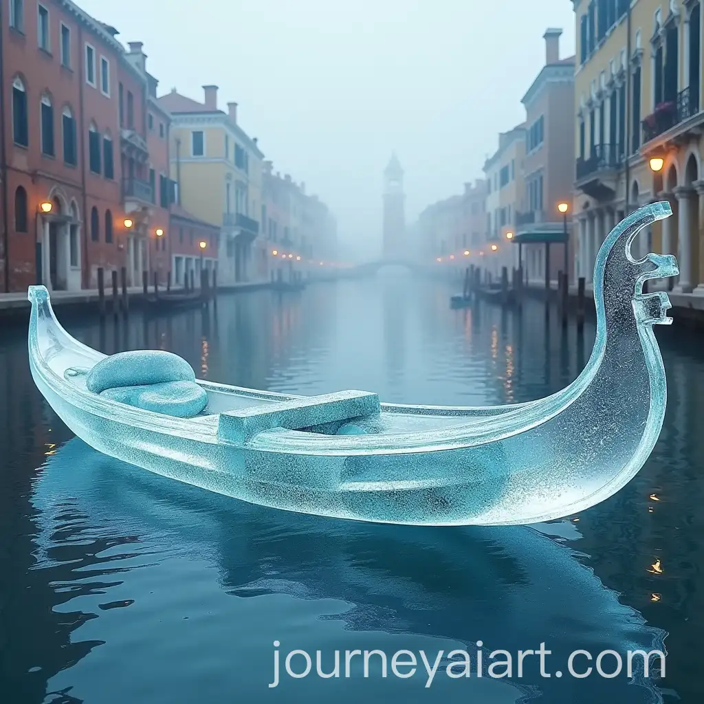 Transparent-Ice-Venetian-Gondola-on-Serene-Waters