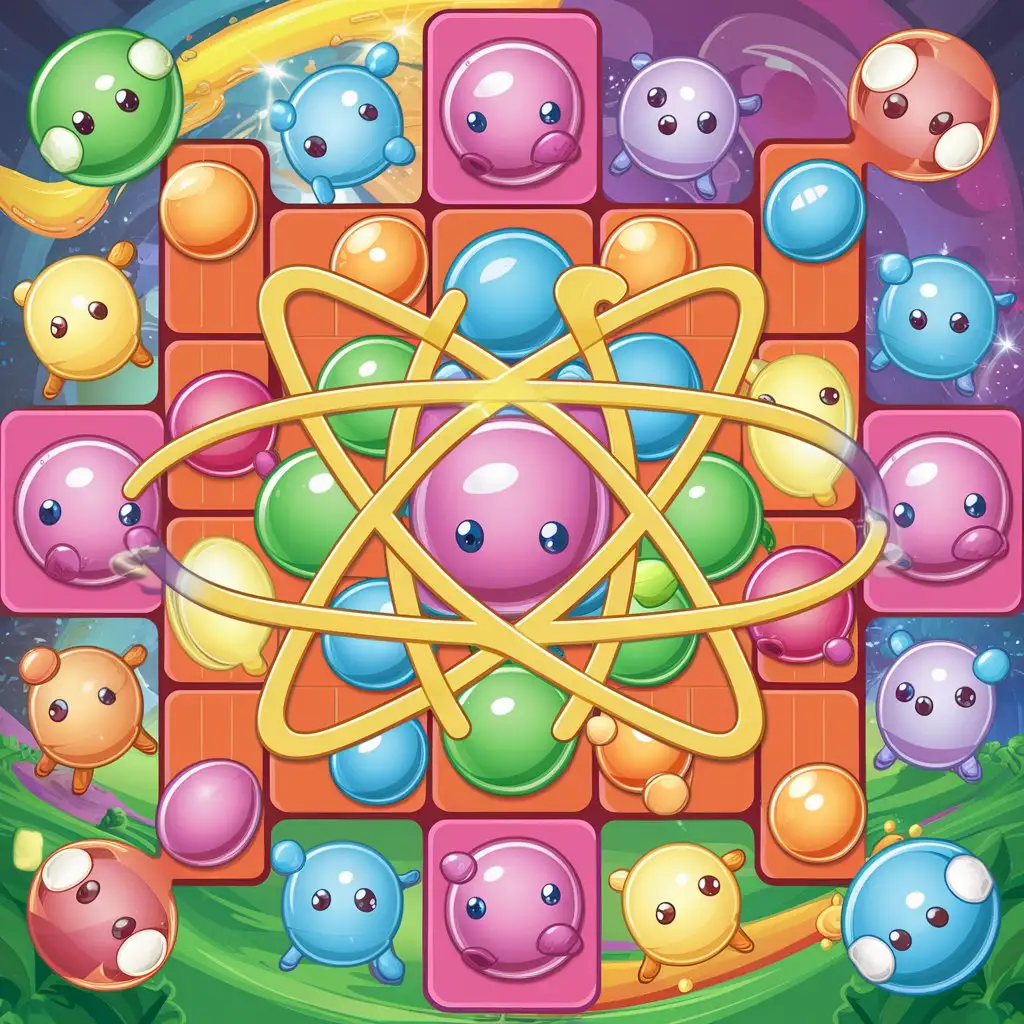 Whimsical-Atom-Model-Match3-Game-Board-in-Cartoon-Style
