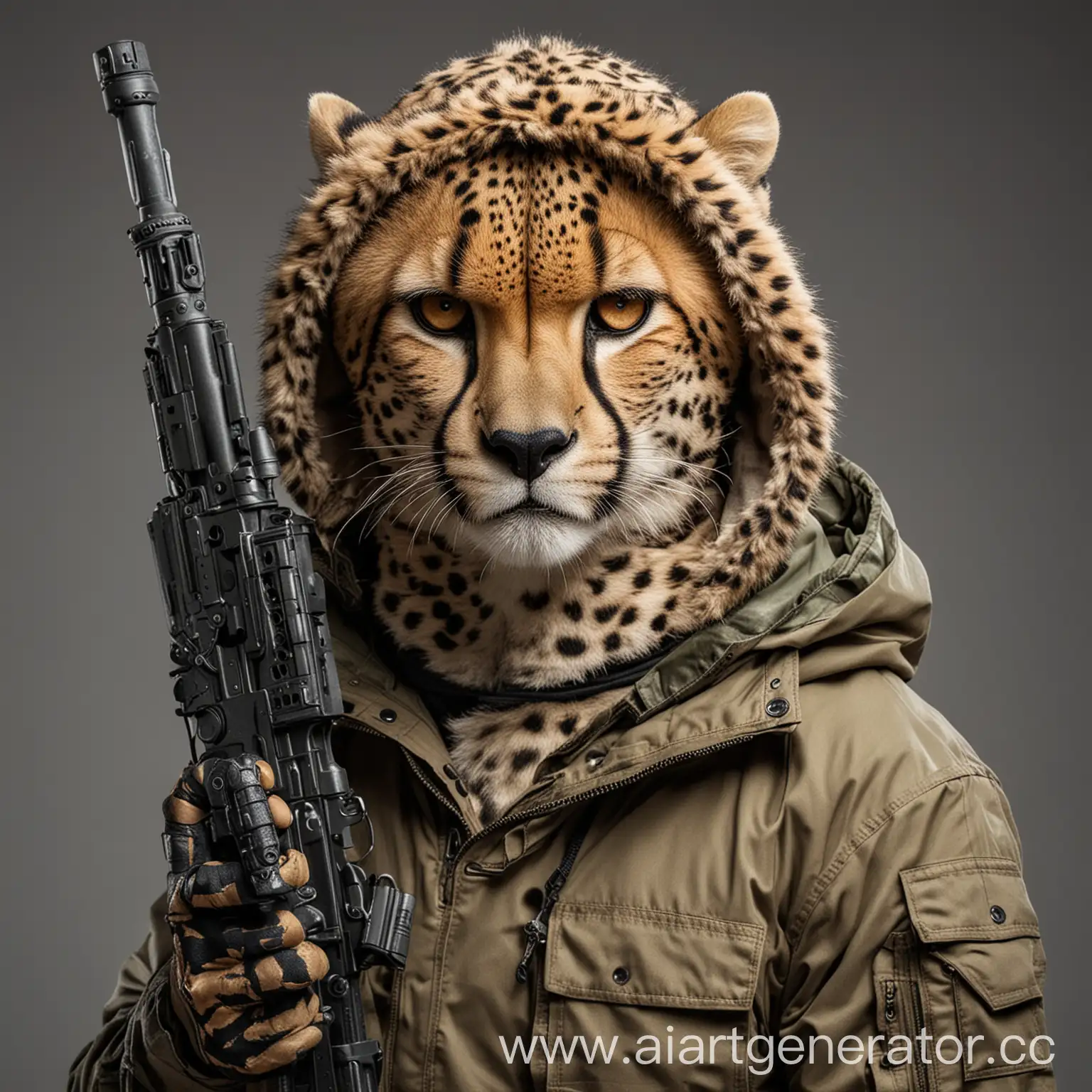 Cheetah-Holding-Weapon-in-Tactical-Jacket-with-Hood