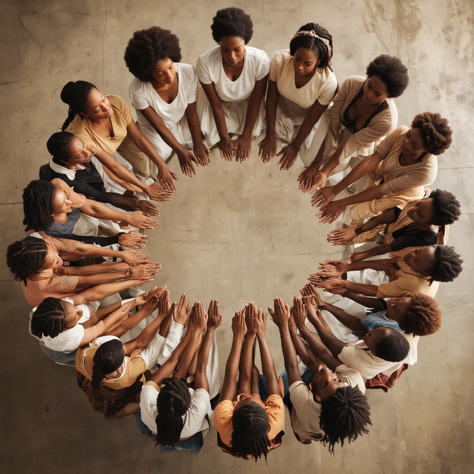 African American Women in a Circle Praying Together