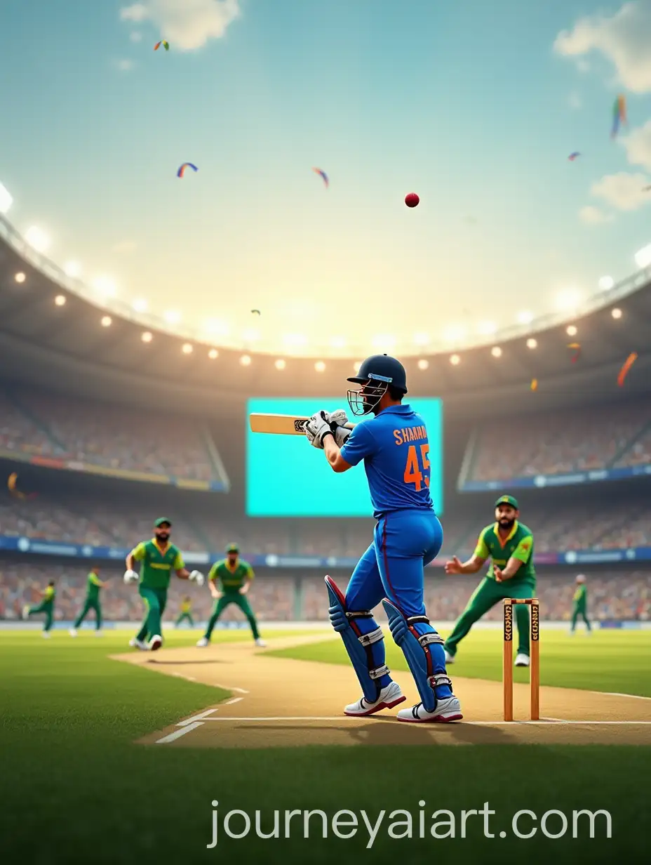 India-vs-Pakistan-Cricket-Match-Rohit-Sharma-Hits-a-Powerful-Shot-in-Packed-Stadium