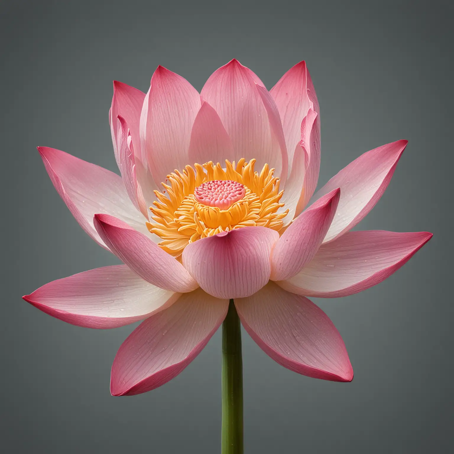 realistic image of a single pink lotus flower