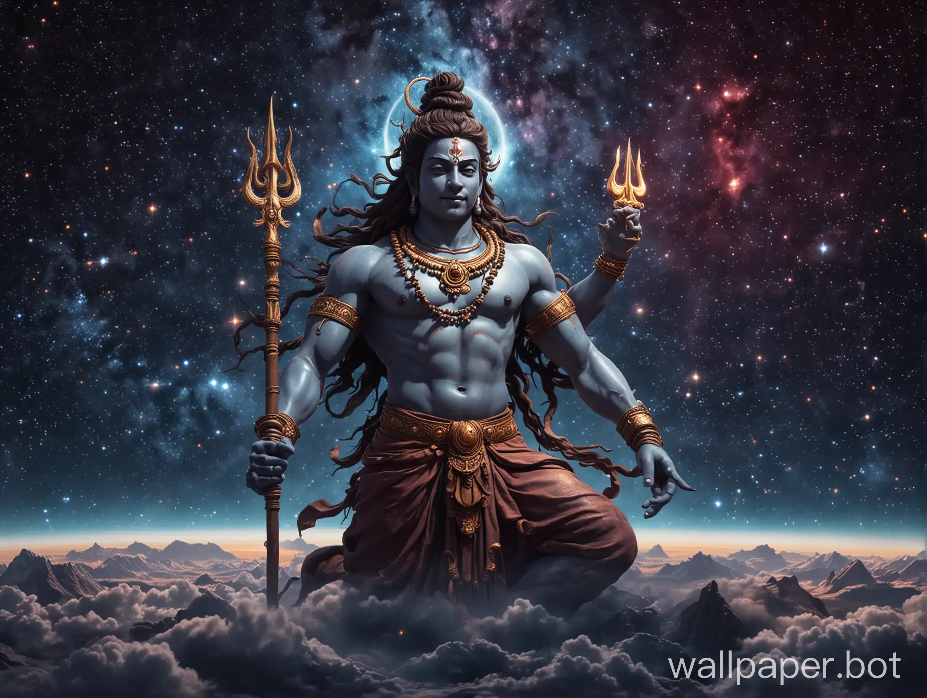 4K WALLPAPER FOR SHIVA SEEN IN STARS IN THE COSMOS