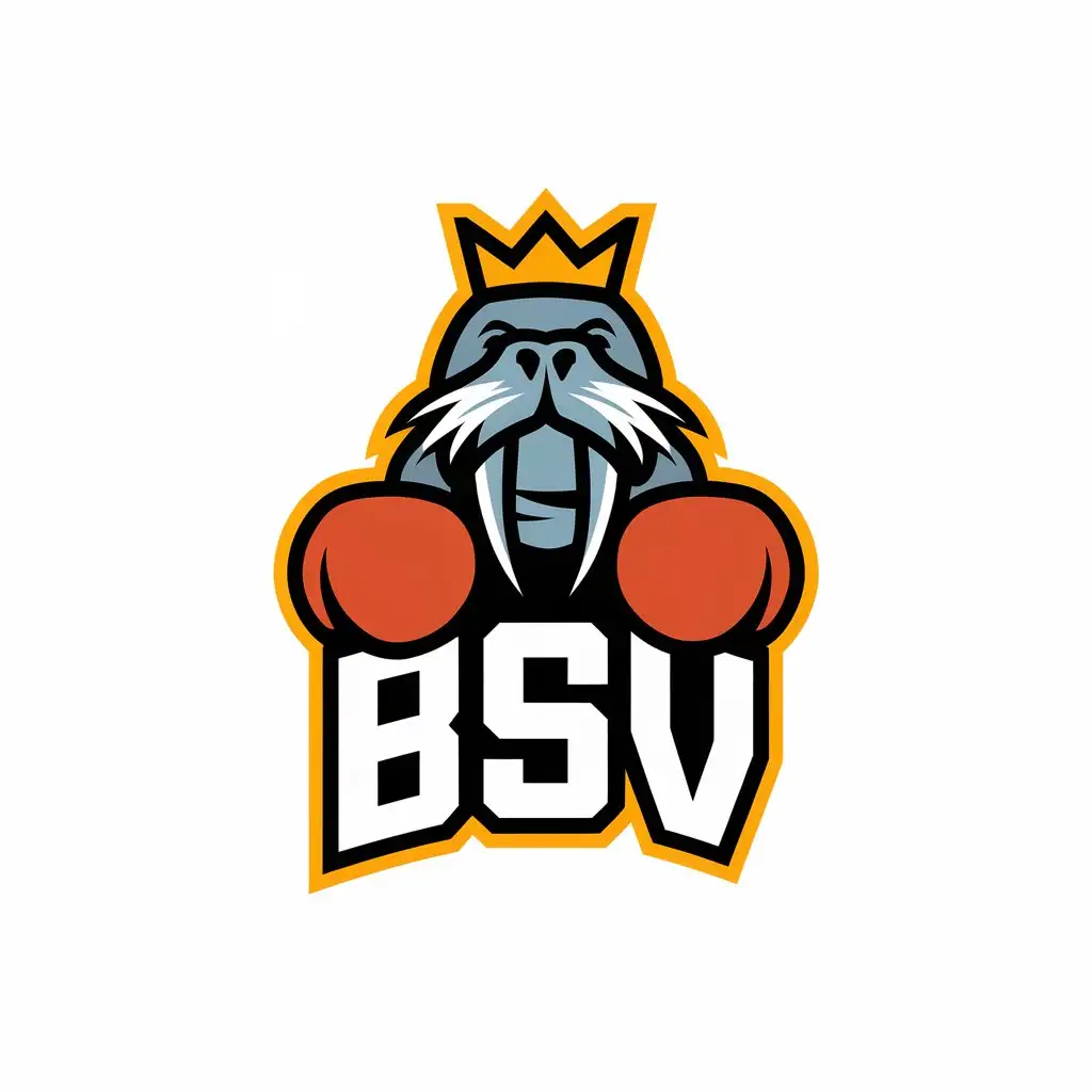 LOGO Design for BSV Walrus with Crown and Boxing Gloves for Sports Fitness Industry