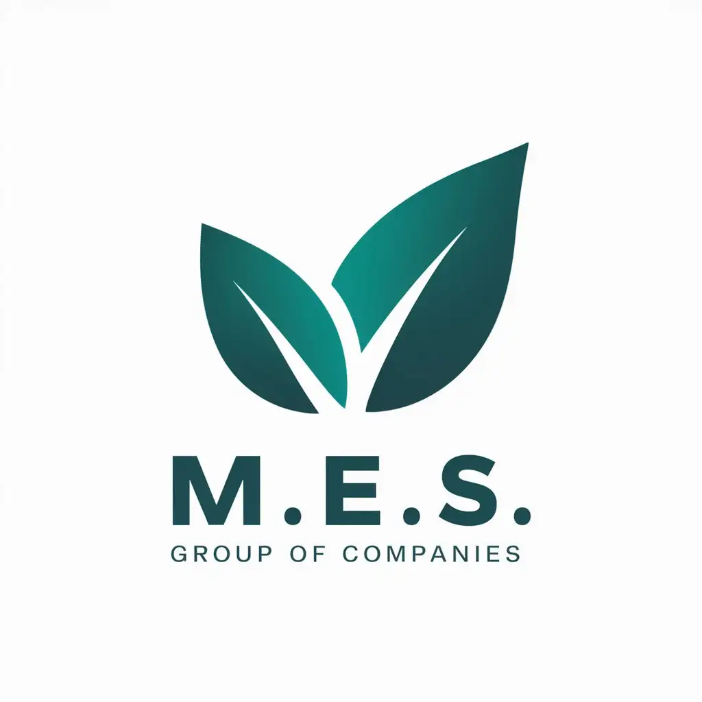 a logo design,with the text "M.E.S. Gropu of Companies", main symbol:Plant leaf green-blue,Moderate,be used in Construction industry,clear background