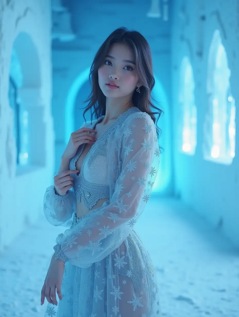 18YearOld-Model-in-Ice-Palace-Fantasy-Fashion-Shoot-with-Shimmering-Gown