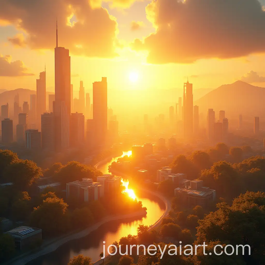 Futuristic-Solar-Energy-Landscape-Powering-a-Sustainable-City-with-Golden-Sunlight-Beams