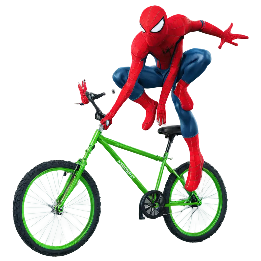 HighQuality-PNG-of-a-Green-Bike-with-SpiderMan-Perfect-for-All-Creative-Needs