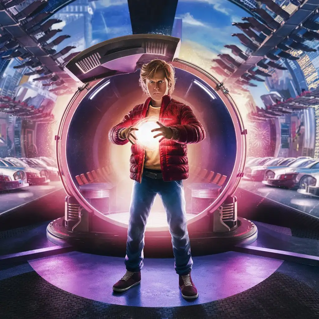 Marty-McFly-in-Front-of-Teleportation-Portal-Holding-3D-Animation-Ball