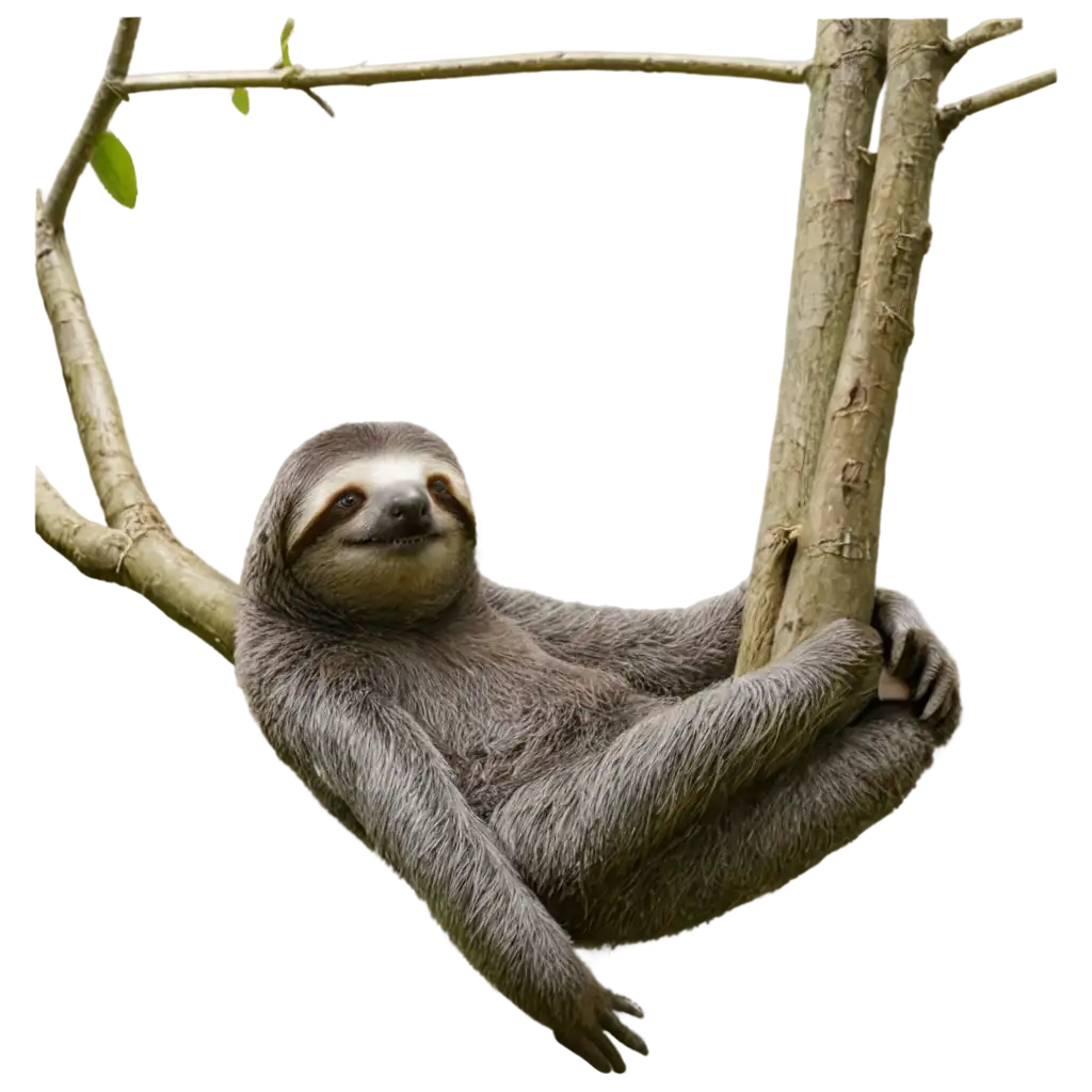 Adorable-Thinking-Sloth-Lying-on-Grass-PNG-for-Creative-Use