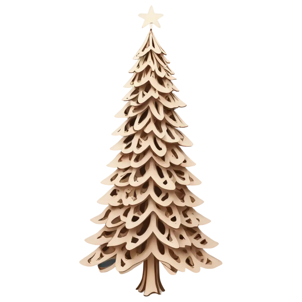 PNG-Image-of-Laser-Cut-3D-Wooden-Christmas-Tree-Enhance-Your-Holiday-Decor-with-Precision-and-Detail