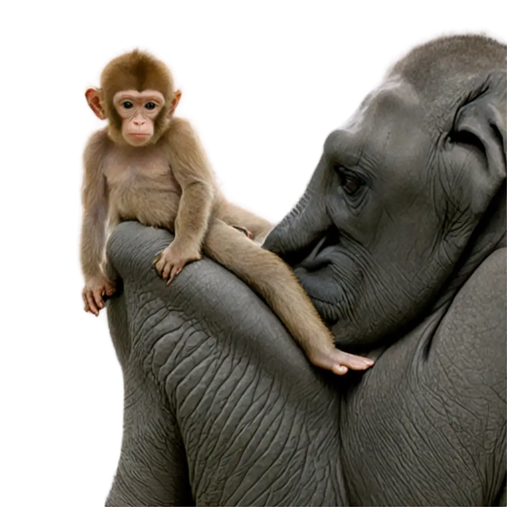 Monkey-Sitting-on-Elephant-PNG-HighQuality-Animal-Illustration-for-Creative-Use