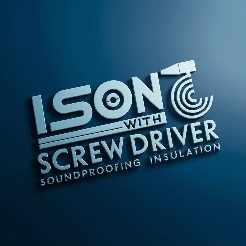 LOGO-Design-For-ISON-Text-with-Screwdriver-and-Soundproofing-Insulation-on-Blue-Cyan-Background