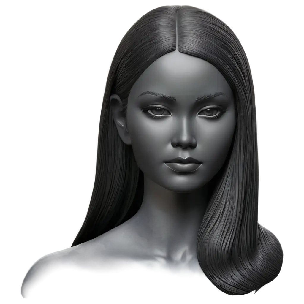 11-Year-Old-Miranda-Taylor-Cosgrove-Matte-Black-Obsidian-Stone-and-Silver-Sculpture-in-4K-High-Relief-PNG-Image