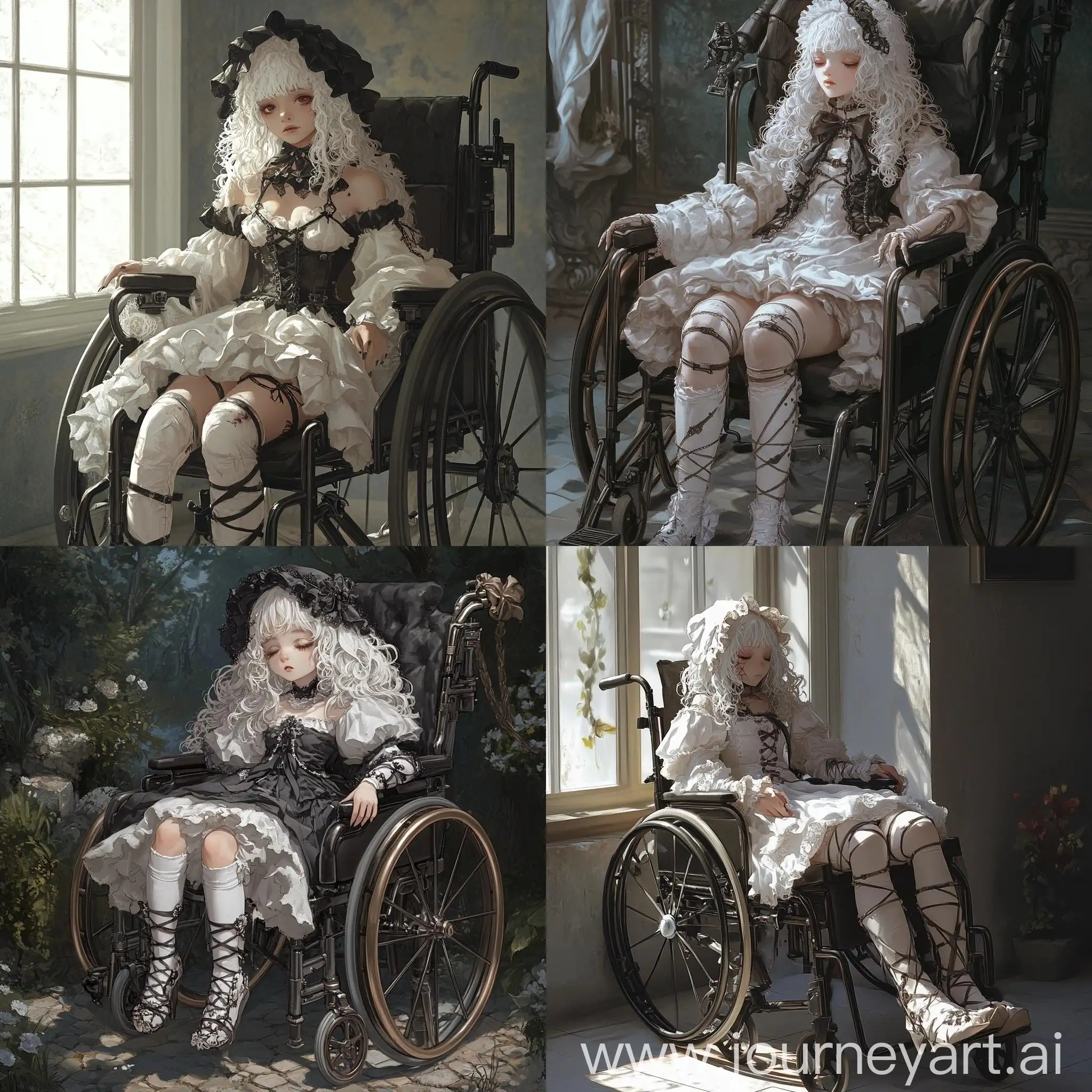 Young-Girl-in-Gothic-Lolita-Dress-with-Medical-Braces-in-Wheelchair