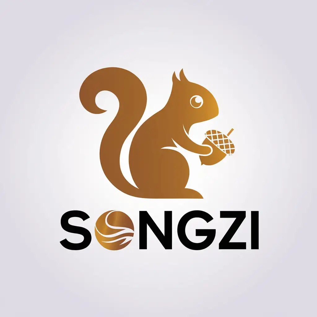 a vector logo design,with the text "songzi", main symbol:Squirrel/acorn,Minimalistic,be used in Entertainment industry,clear background