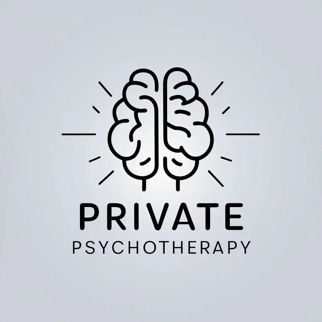 a vector logo design,with the text "private psychotherapy", main symbol:human brain,Moderate,clear background