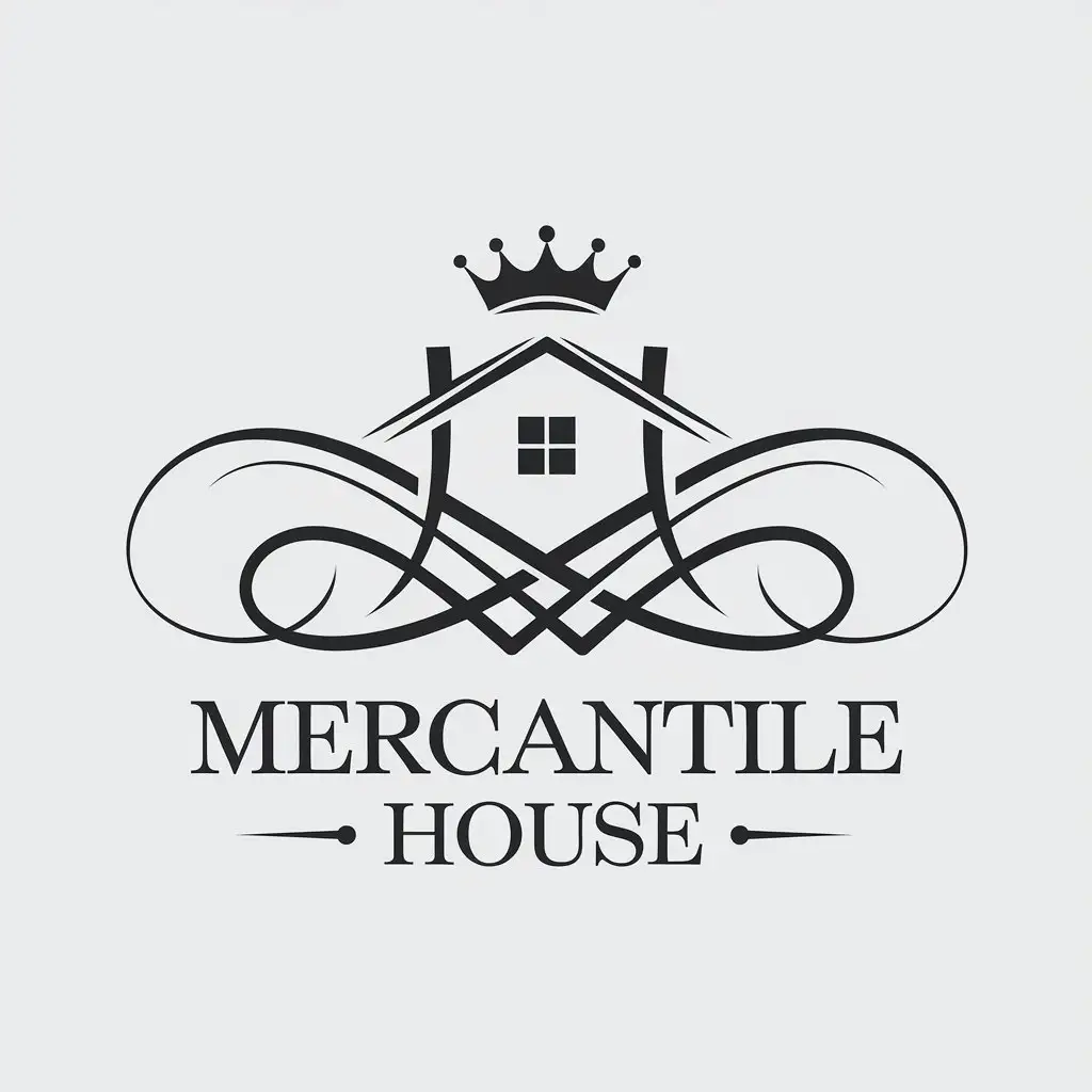 LOGO Design for Mercantile House Monochrome House Monogram with Elegant Modern Mascot Theme