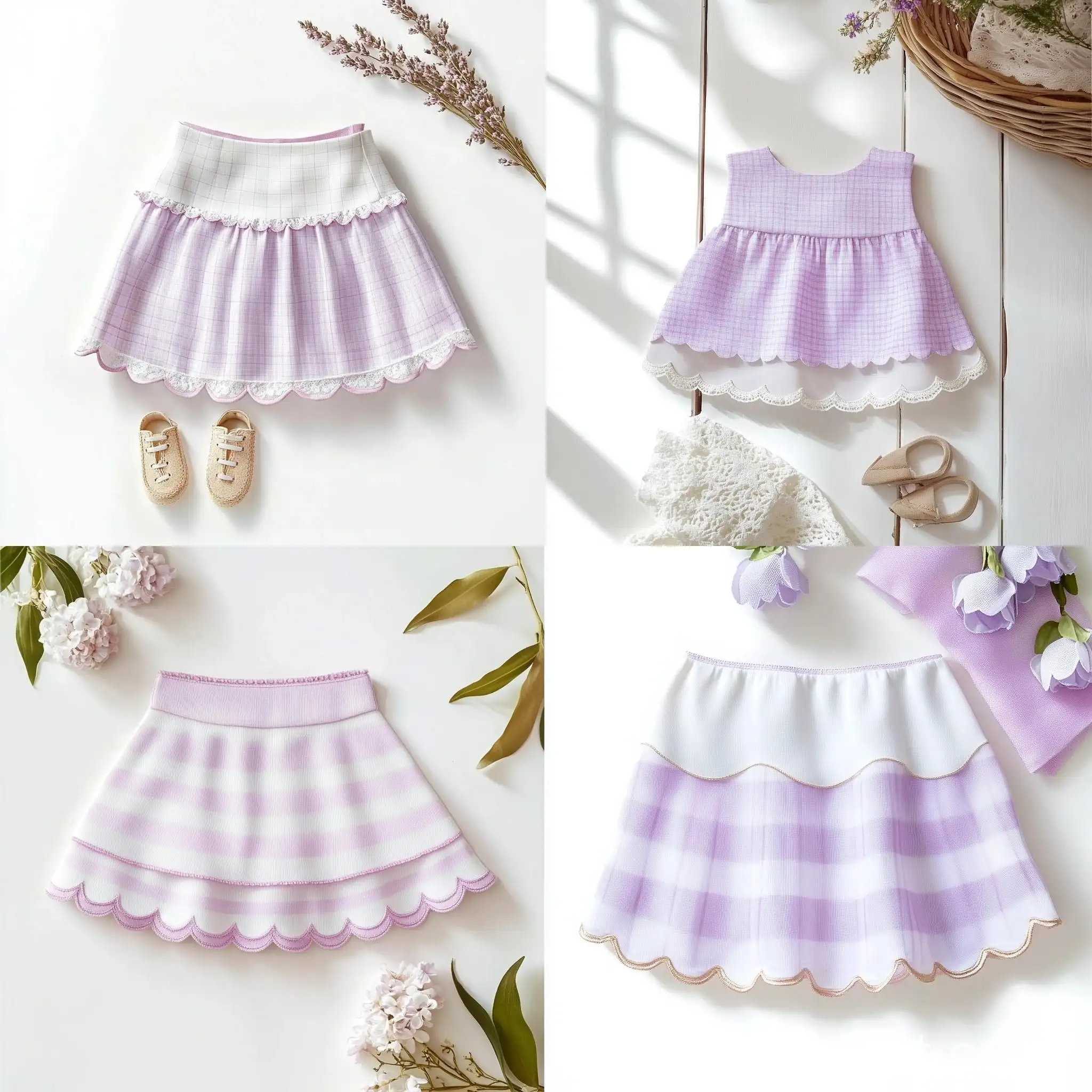 Flat-Lay-Product-Photography-of-Lavender-Skirt-with-Scallop-Cut-Edge-Hem