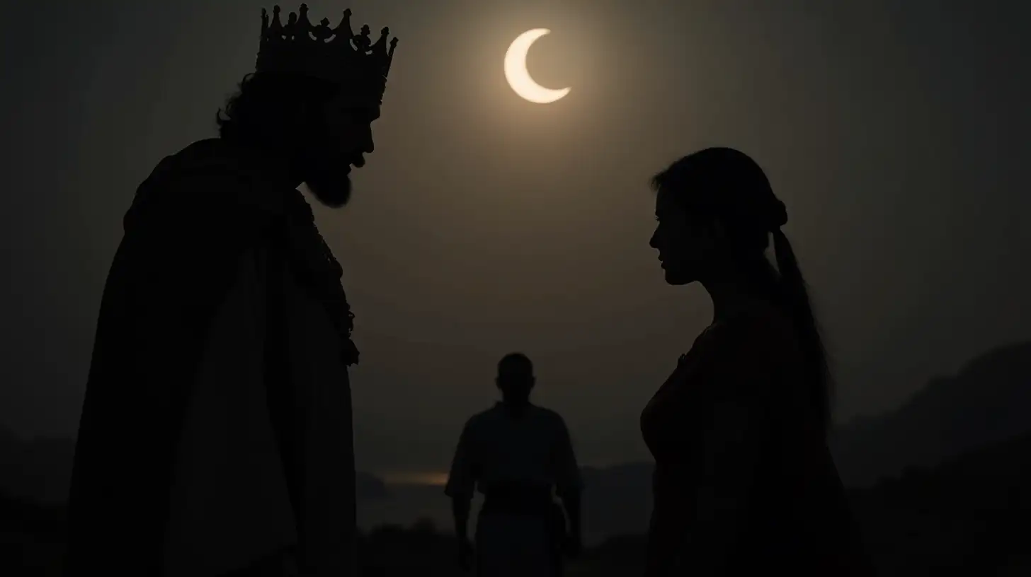 Biblical Era Silhouette Moonlit Conversation with the King