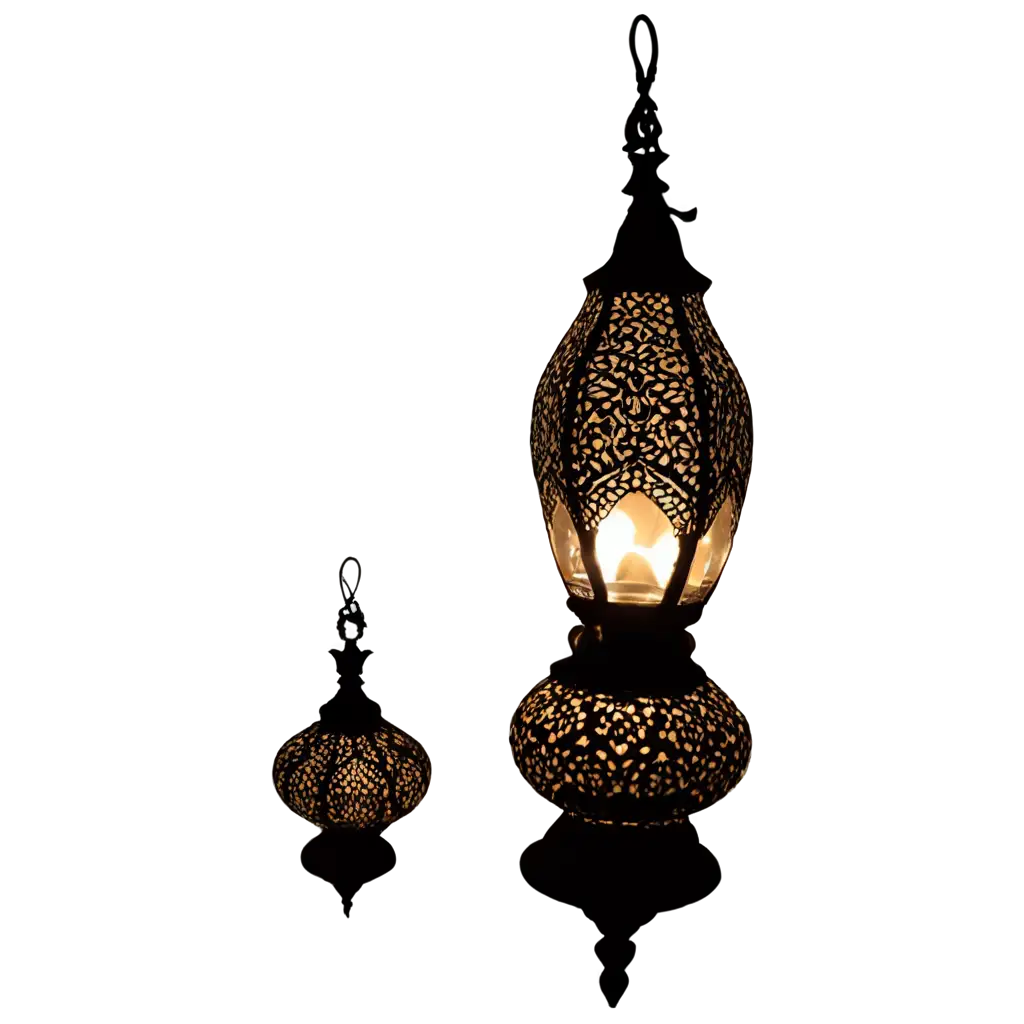 Stunning-PNG-Image-of-Several-Lit-Islamic-Lamps-at-Night-with-Professional-Shadows