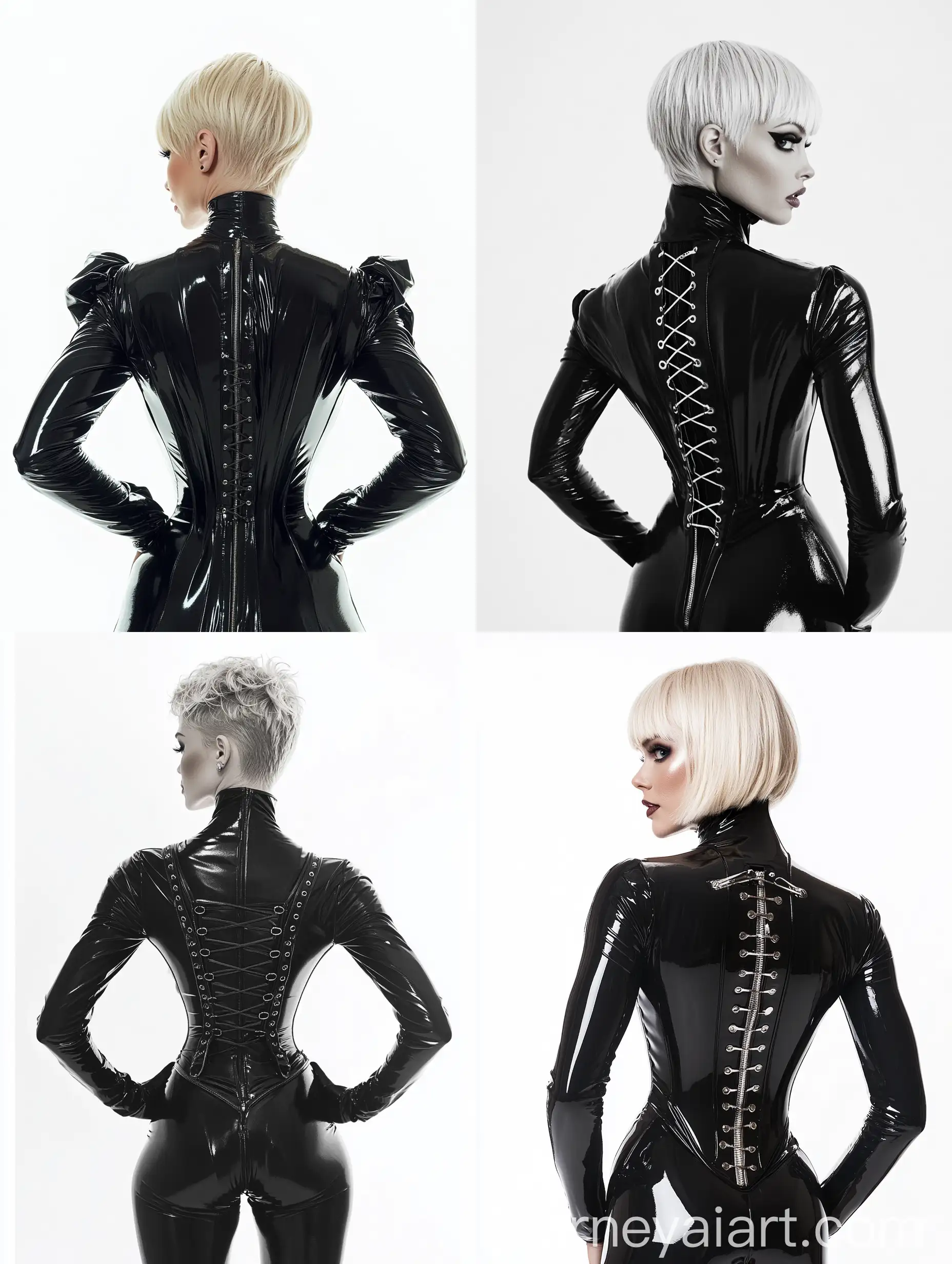 Elegant-Blonde-Woman-in-Tight-Black-PVC-Corset-and-Catsuit