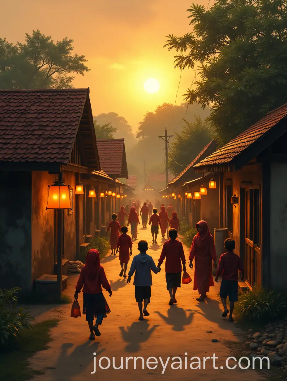 Traditional-Indonesian-Village-Celebrating-Eid-in-the-Early-2000s-with-Lanterns-and-Family-Gatherings