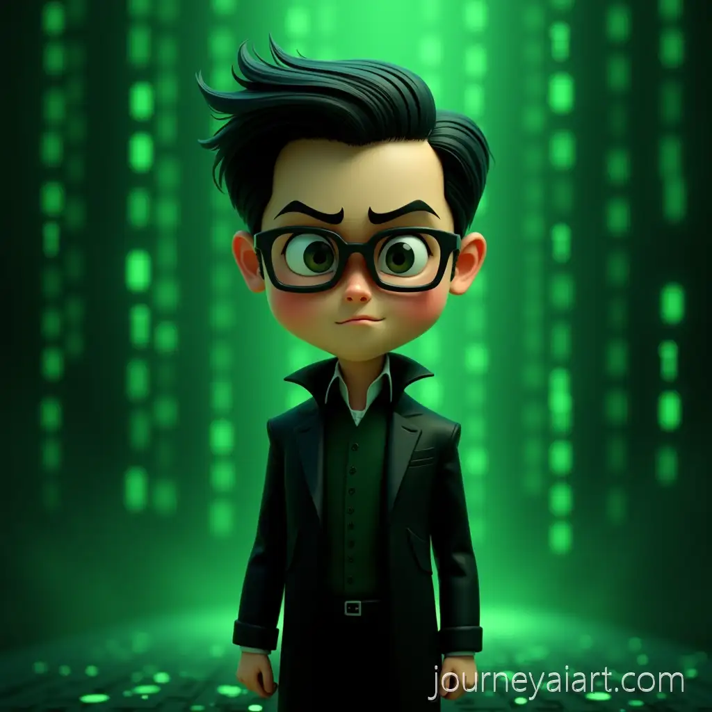 Neo-inspired-cartoon-characterCartoon-Gentleman-Inspired-by-Neo-from-The-Matrix-with-Digital-Code-Background