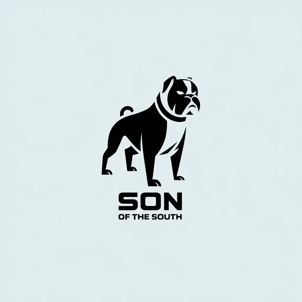 LOGO-Design-for-Son-of-the-South-Minimalist-Futuristic-Boxer-Dog-with-Clear-Background