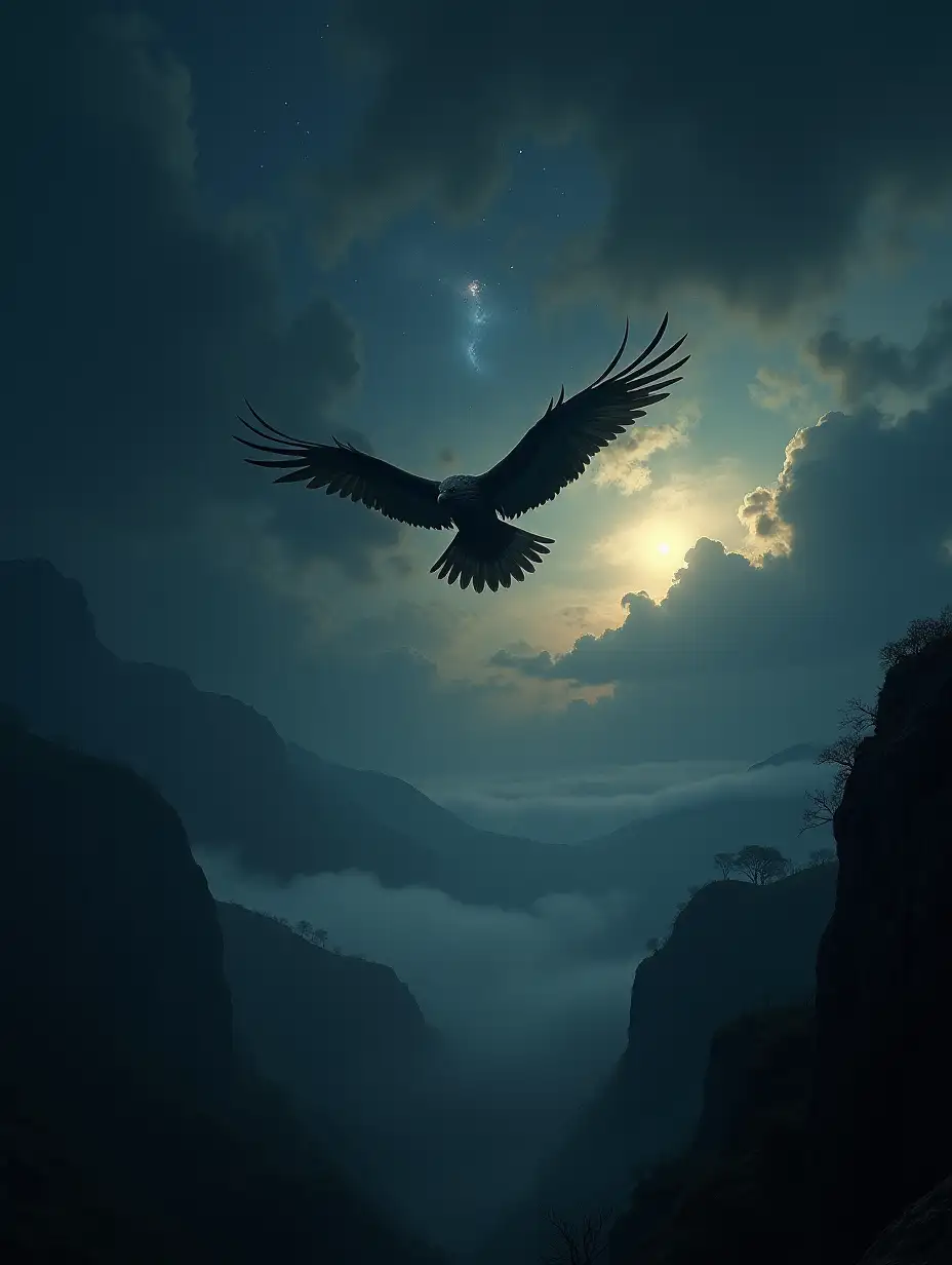 Dark-Fantasy-Magic-Eagle-Flying-Through-a-Starry-Night-Sky