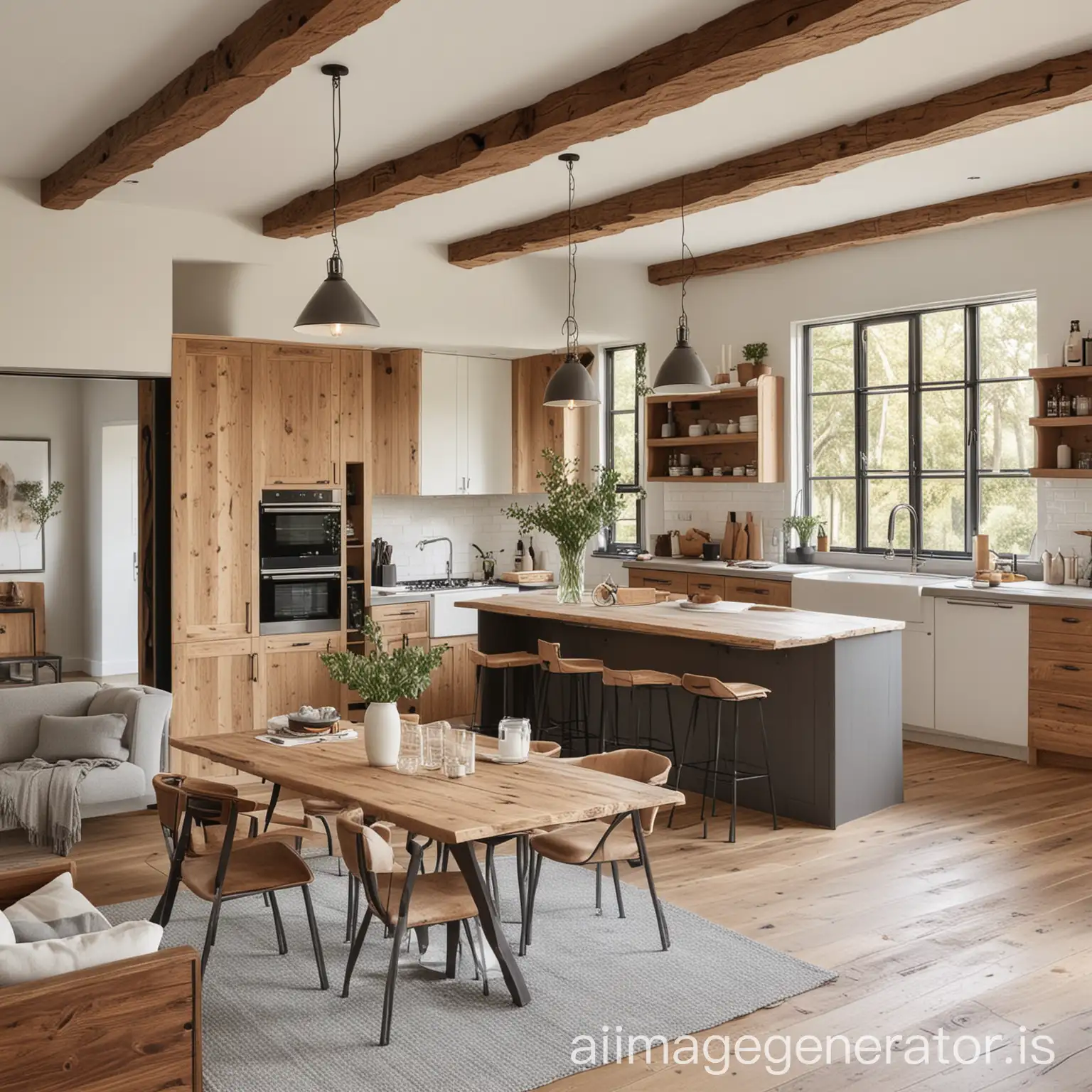 Rustic Modern Decor Ideas for Open Plan Kitchen-Living Rooms: Blending Comfort and Style