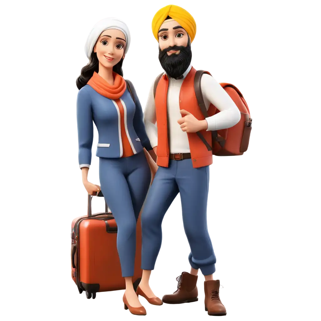 3D-Sikh-Couple-with-Travel-Bags-PNG-Vibrant-Illustration-of-Sikh-Travelers