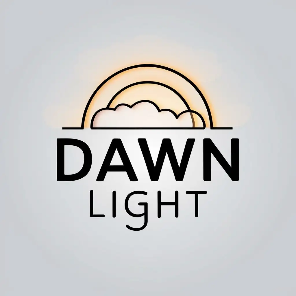 a vector logo design,with the text "Dawn Light", main symbol:neon style, The first light of dawn, a bit of cloud,clear background, no text,Minimalistic,clear background