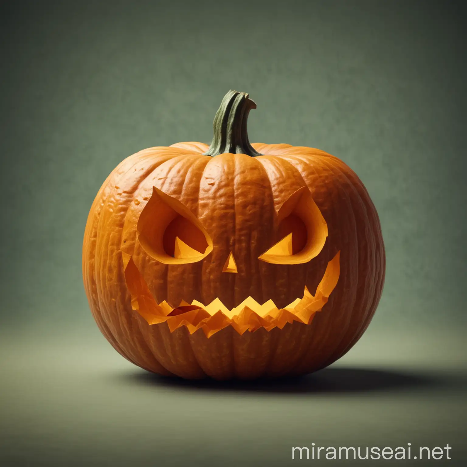 Symmetrical Halloween Pumpkin on Isolated Background