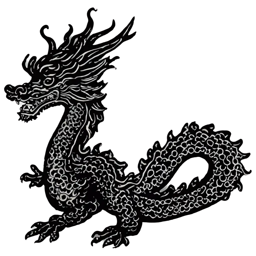 Chinese-BlackPNG-Image-Usage-Analysis-Dragon-Tattoo-PNG-with-Tiny-Legs-and-Flower-Patterns-HighQuality-Image-for-Art-and-Design
