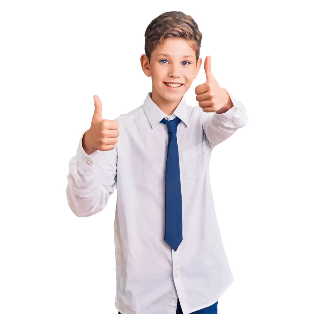 12YearOld-Boy-Giving-Thumbs-Up-PNG-Image-in-White-School-Uniform