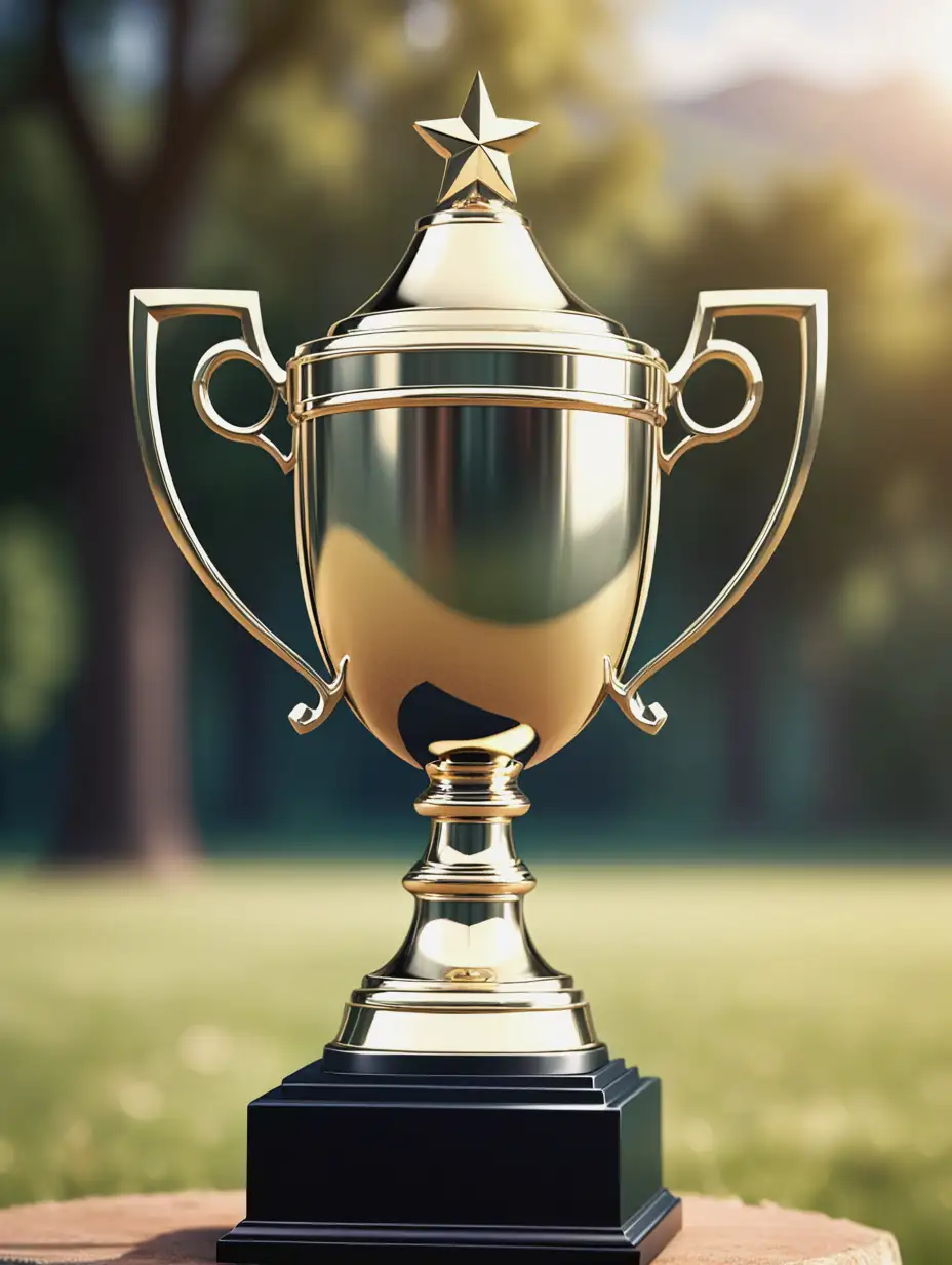 CloseUp-Photograph-of-a-Trophy-with-Hopeful-Outdoor-Background