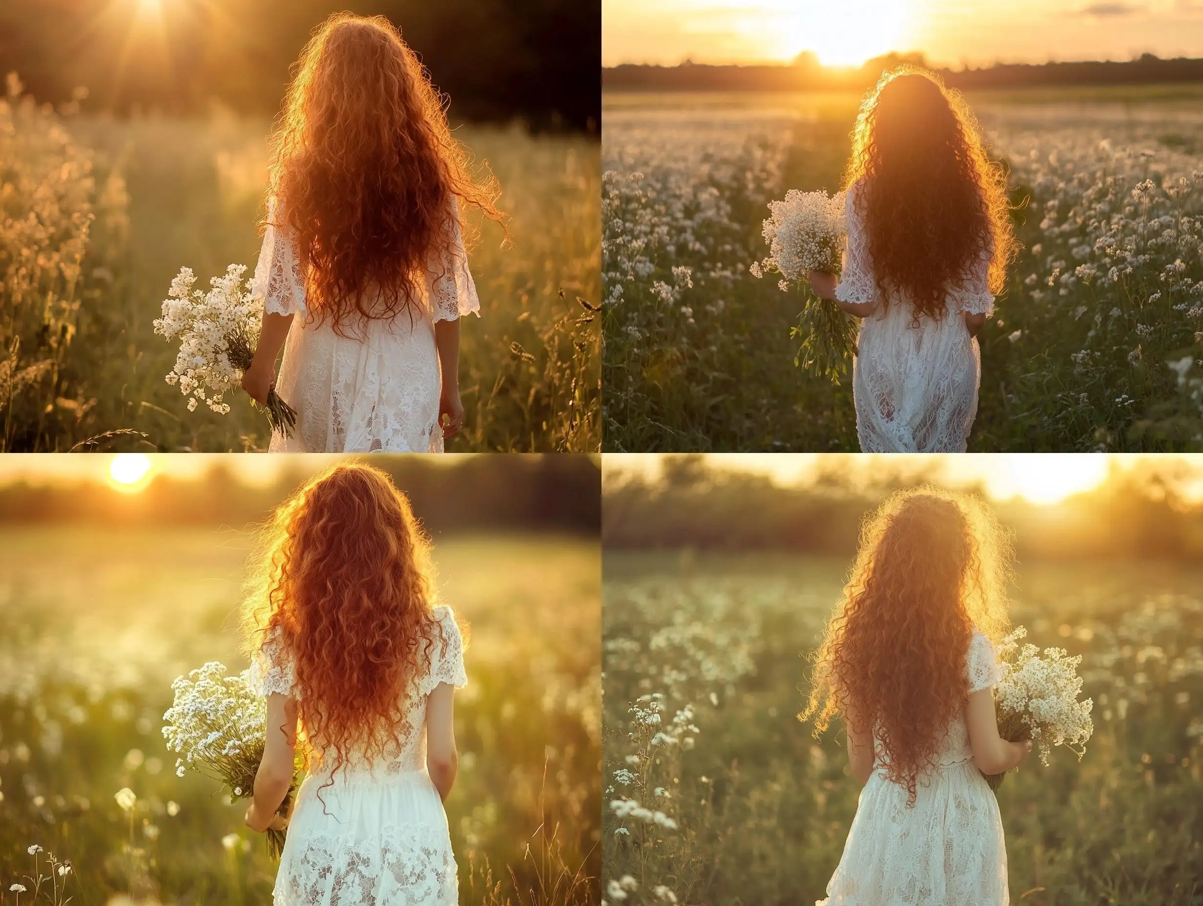 Girl-Walking-in-a-Field-Towards-the-Sun-with-White-Flowers