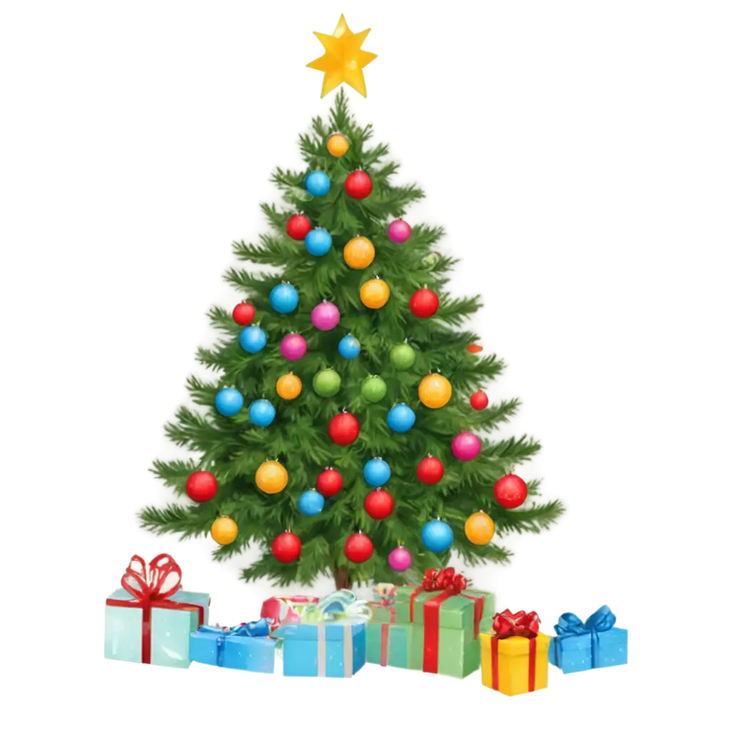 Christmas-PNG-Image-with-Christmas-Tree-and-Gifts-Perfect-for-Holiday-Designs-and-Projects