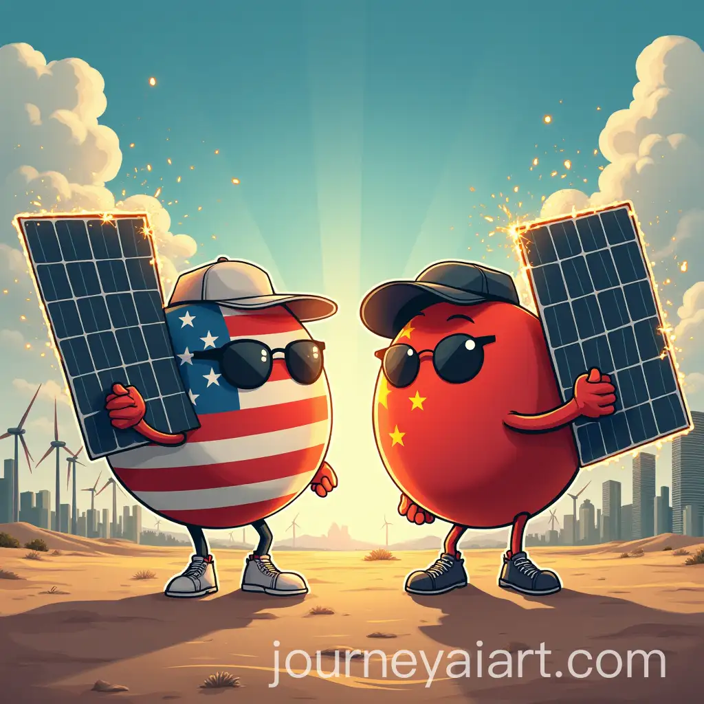 USA-and-China-Countryballs-Engaged-in-Solar-Panel-Showdown-with-Desert-and-Megacity-Backdrops