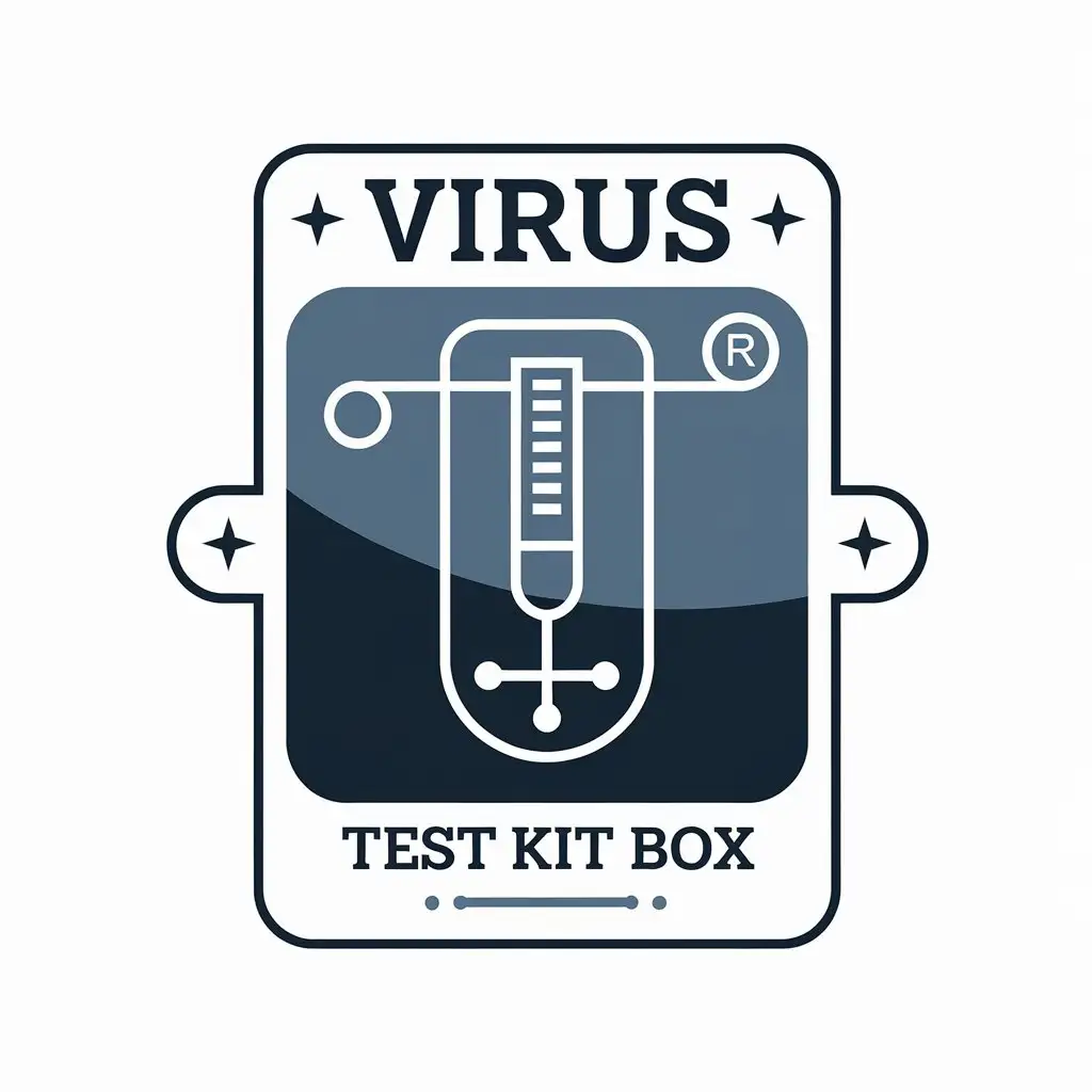 a vector logo design,with the text "virus test kit box", main symbol:medical test kit,Moderate,be used in medical industry,clear background