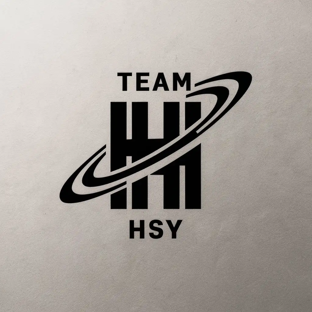 a vector logo design,with the text "Team HSY", main symbol:Saturn orbiting the H letter,Minimalistic,be used in e-sports industry,clear background